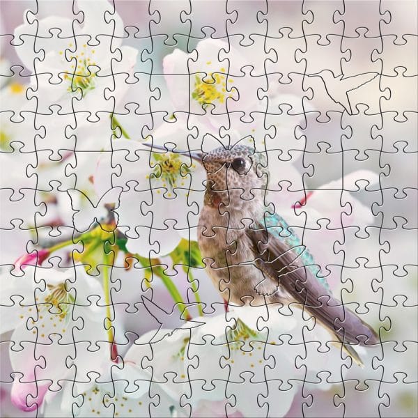 Anna's Hummingbird Small Wooden Jigsaw Puzzle Composite 1000x1000px