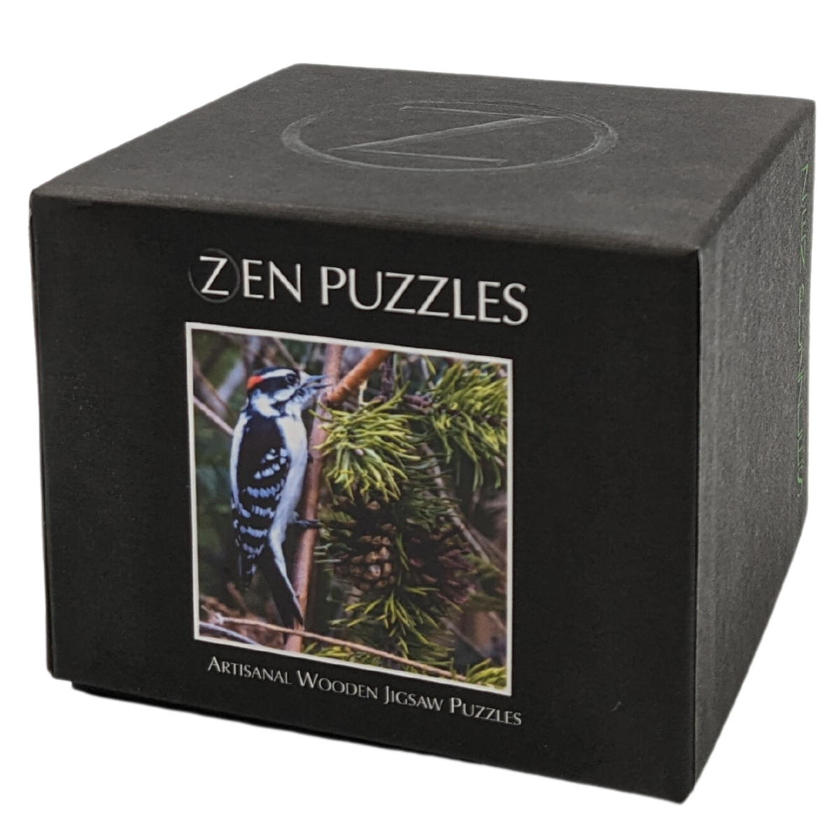 Zen Puzzles- Downy Woodpecker Puzzle Product Box